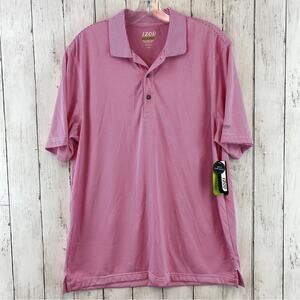 NWT Izod Golf PerformX Shocking Pink Striped SPF-15 Short Sleeve Polo Size Large
